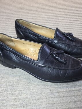 Zelli Loafers Shoes Mens Size 11 M Black Leather Tassel Handcrafted Italy.